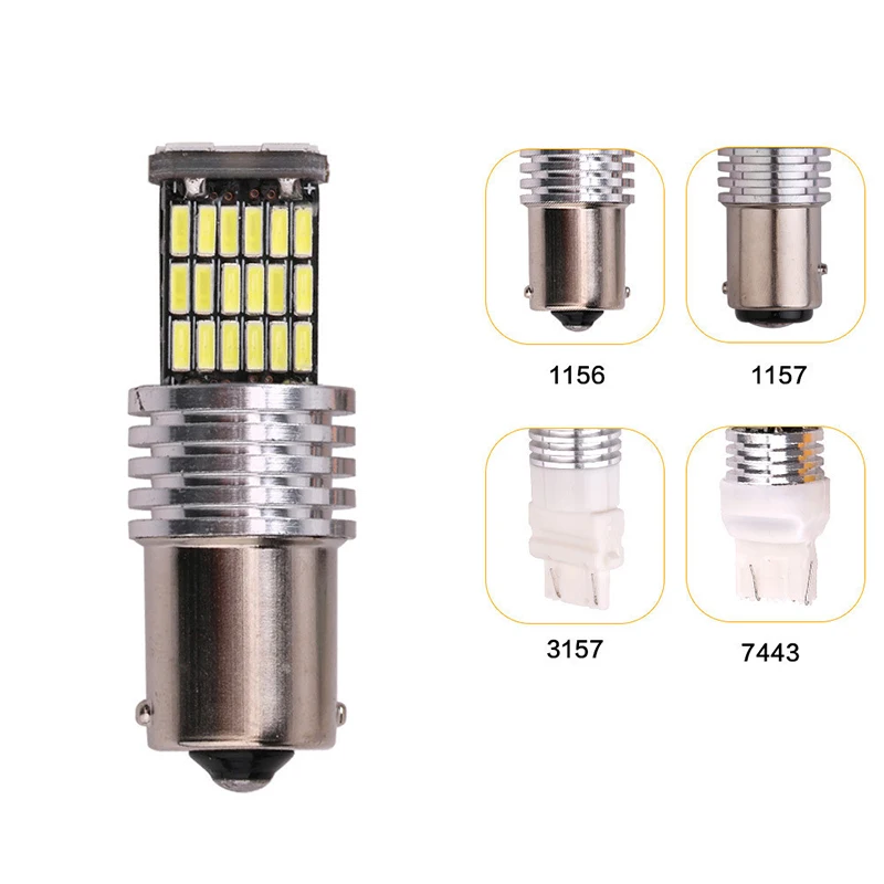100pcs T20 1156 BA15S P21W W16W 45SMD 4014 LED CANBUS NO ERROR Car Tail Bulb Brake Light Backup Reverse Lamp White Yellow 12V (5)