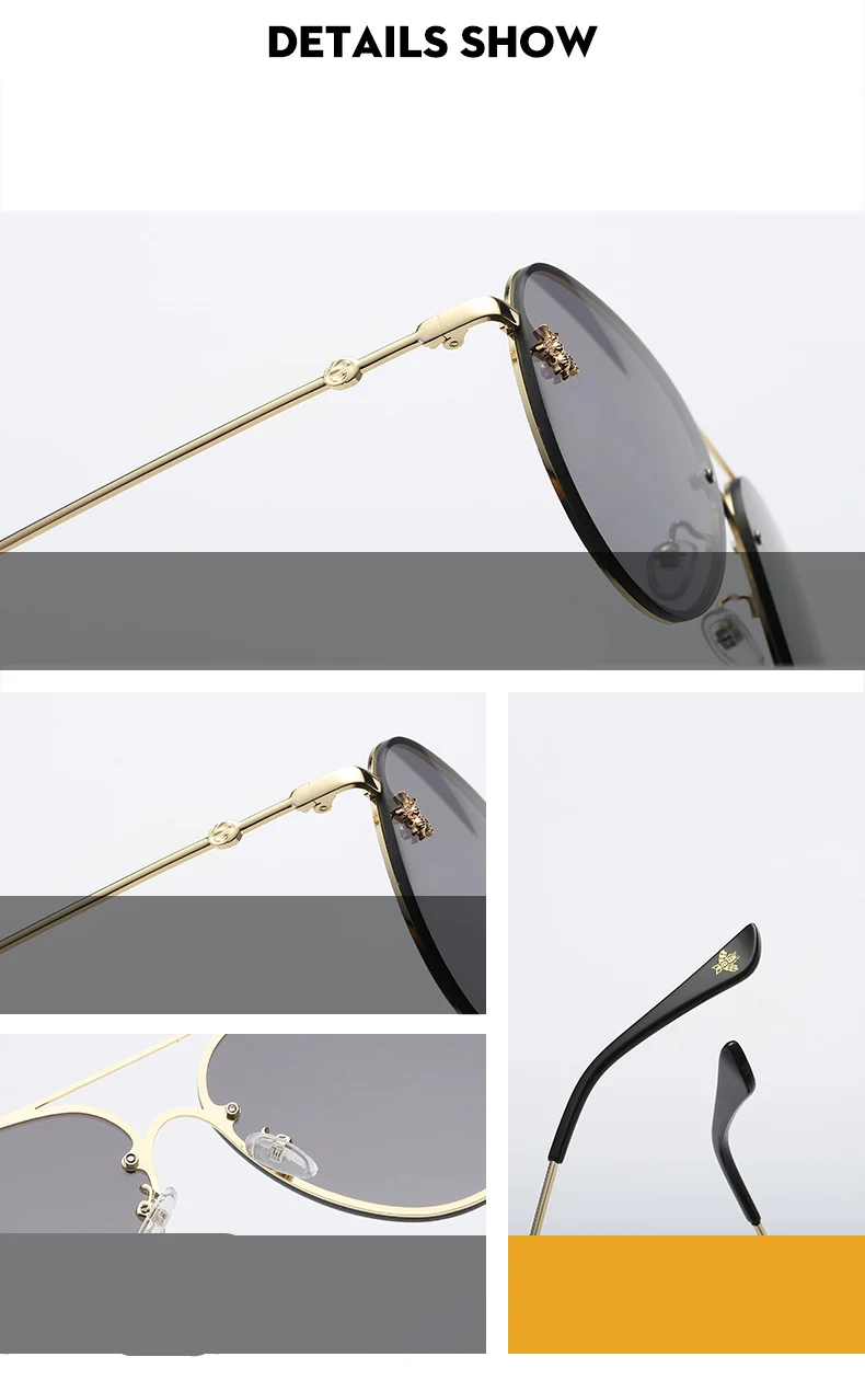 ASOUZ 2019 new fashion ladies sunglasses UV400 metal oval frame bee sunglasses classic brand design sports driving sunglasses (10)