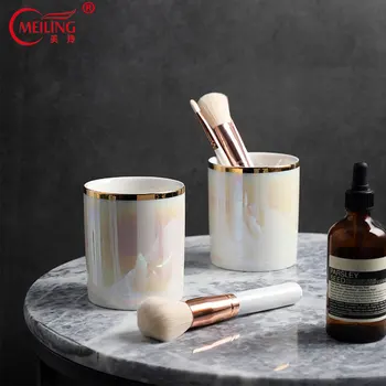 Nordic Pearl White Gold Rim Makeup Brushes Holder Ceramic Pencil Cup Table Dispenser Storage For Home Vanity Bathroom Decoration
Nordic Pearl White Gold Rim Makeup Brushes Holder Ceramic Pencil Cup Table Dispenser Storage For Home Vanity Bathroom Decoration