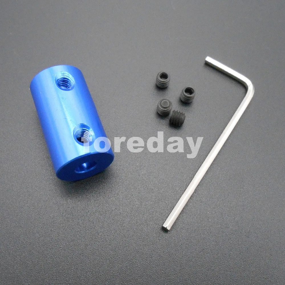 

5PCS 6.35 to 6.35mm BLUE Coupling Coupler Aluminum alloy L: 25mm Out-Dia:14mm Coupler 2 hex wrench NEW *FD313X5