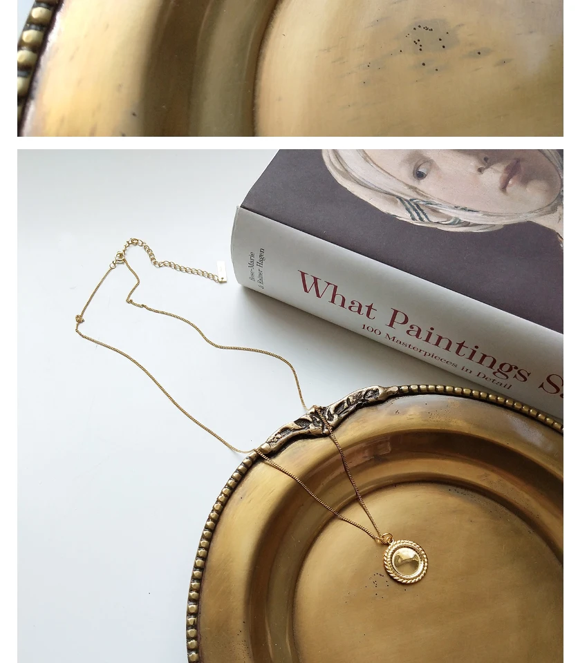Delicate 925 Sterling Sliver Roman Coin Pendant Necklaces for Women Vintage Gold Disc Chokers Necklace Minimalist Jewelry Bijoux (5)