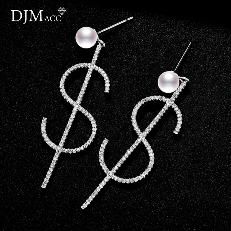 925 Sterling Silver Needle Pearl Earring Zircon Stone $ Dollar Currency Symbol Drop Earrings For Women Girls J(DJ1084)
925 Sterling Silver Needle Pearl Earring Zircon Stone $ Dollar Currency Symbol Drop Earrings For Women Girls J(DJ1084)