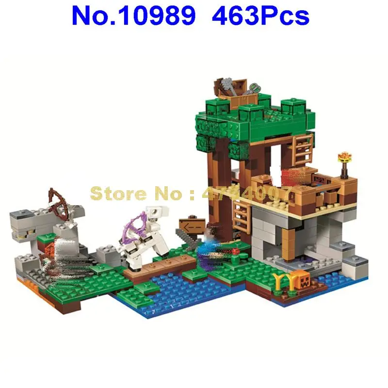 10989 463pcs my world skeleton attack bela building blocks 5 figures 21146 Toy