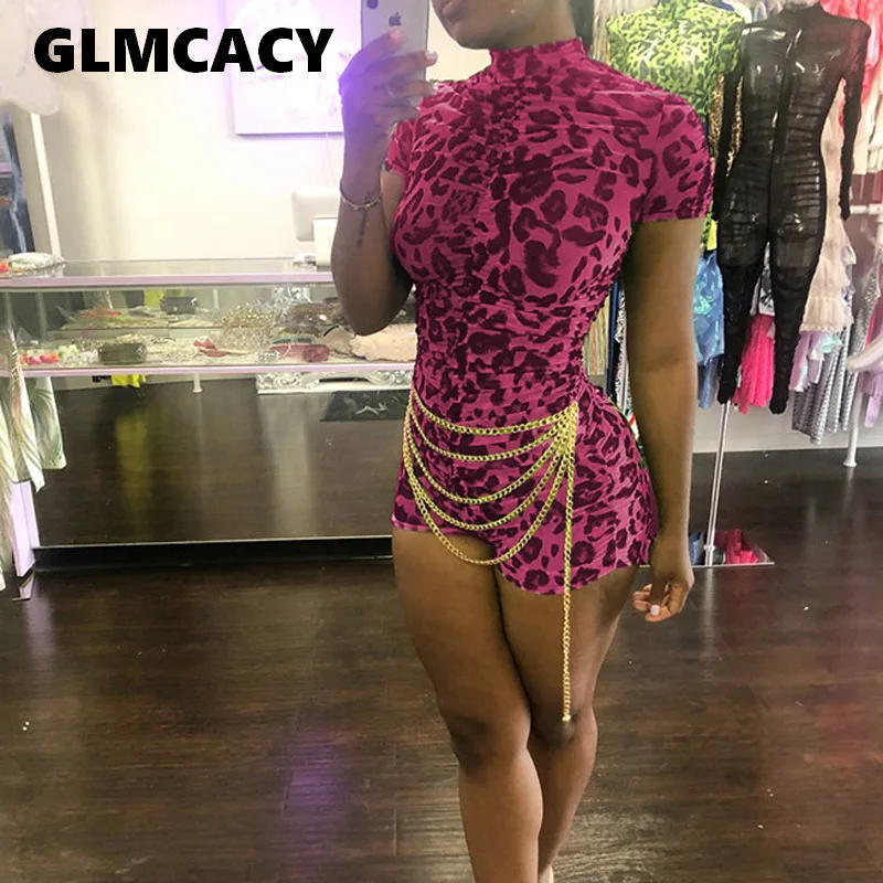 Women Short Sleeve Summer Playsuit Lace Up Chain Leopard Bodycon Rompers Sexy Party Playsuit Night Out Clubwear
Women Short Sleeve Summer Playsuit Lace Up Chain Leopard Bodycon Rompers Sexy Party Playsuit Night Out Clubwear
