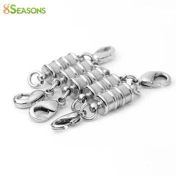

8SEASONS Brass Magnetic Clasps For Jewelry Necklace Bracelet Cylinder Lobster Clasp 34mm(1 3/8")x 7mm ,5 PCs