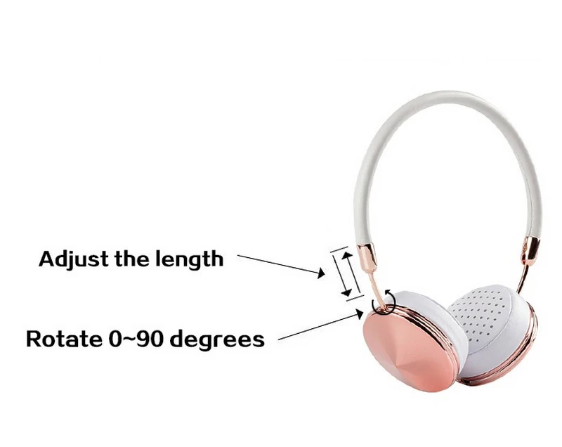 Liboer Beautiful Headphones Dynamic Headband Rose Gold Headphones with Mic Wired Headset for Mobile Phone On-ear Headphone 07