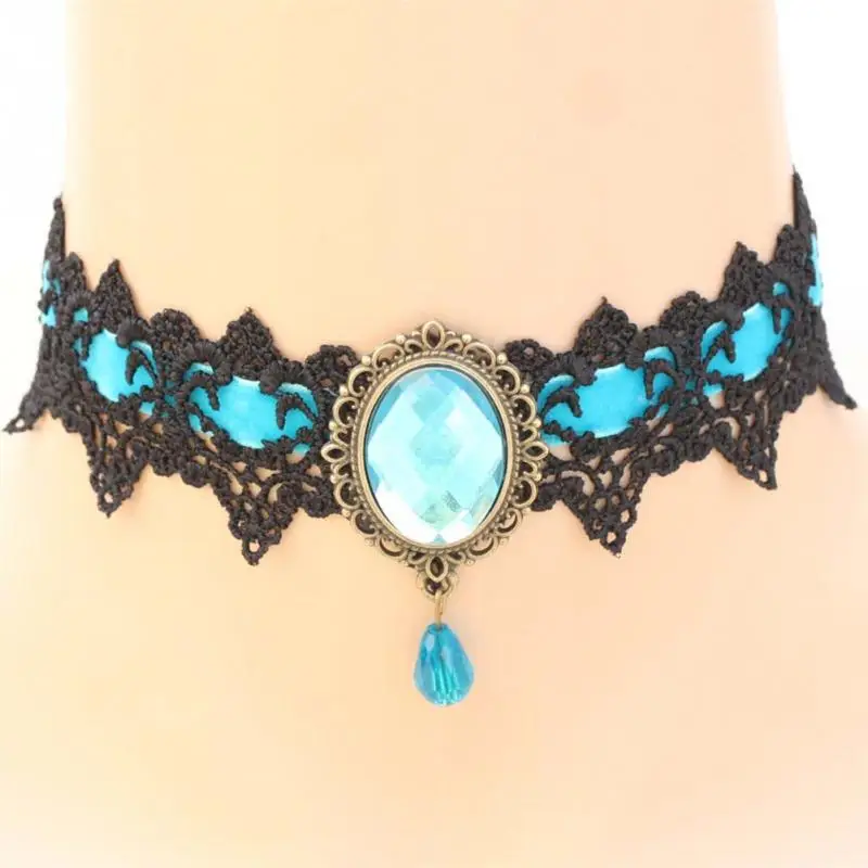 7Colors Retro Women Lace Collar Artificial Stone Pendant Clavicle Necklace Accessory 
7Colors Retro Women Lace Collar Artificial Stone Pendant Clavicle Necklace Accessory