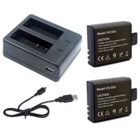 1pcs Dual Charger + 2Pcs 1050mAh Backup Rechargeable Li-ion Battery For EKEN H9 H9R H8PRO H8R SJ4000 Action Camera Accessories image