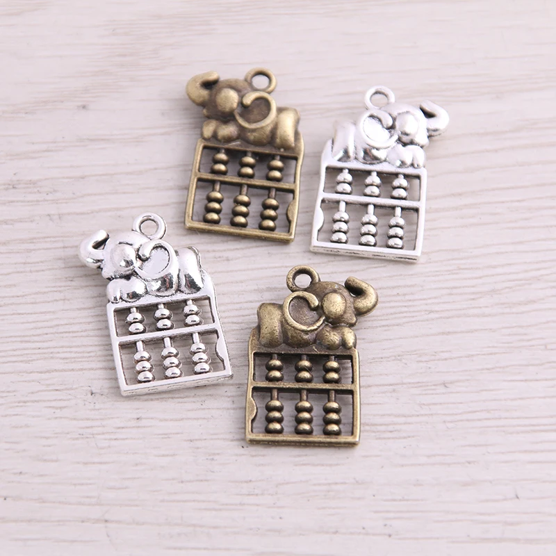 

SWEET BELL 6pcs 16*24mm Two Color Metal Zinc Alloy Elephant Abacus Charms Fit Jewelry Animal Pendant Charms Makings