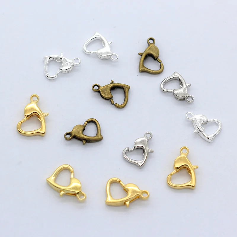 50p Silver gold plated Bronze Metal Heart Lobster Clasps Fastener Hooks For Necklace Bracelet Chain DIY jewelry findings Buckles
50p Silver gold plated Bronze Metal Heart Lobster Clasps Fastener Hooks For Necklace Bracelet Chain DIY jewelry findings Buckles