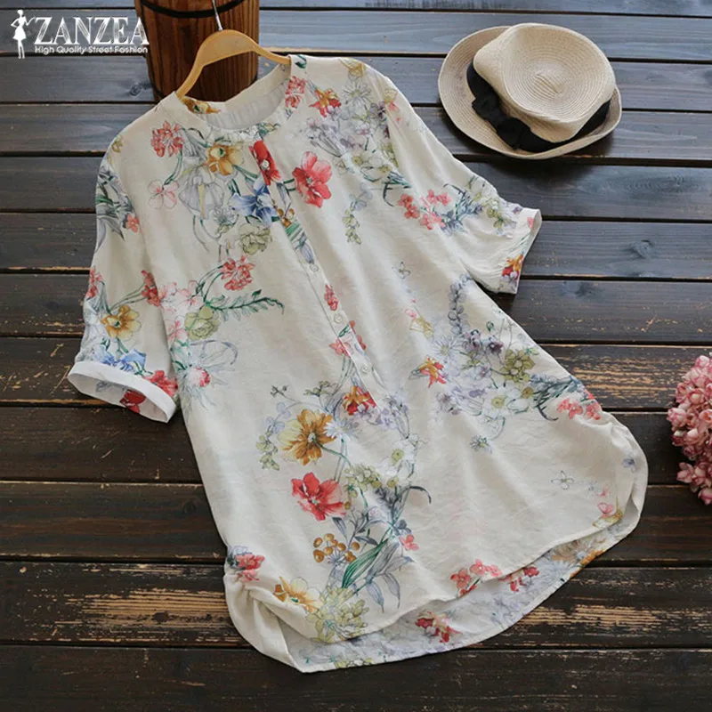 Summer Printed Blouse Women's Asymmetrical Tops 2019 ZANZEA Fashion Button Shirts Tops Short Sleeve Blusas Female Floral Tunic
Summer Printed Blouse Women's Asymmetrical Tops 2019 ZANZEA Fashion Button Shirts Tops Short Sleeve Blusas Female Floral Tunic