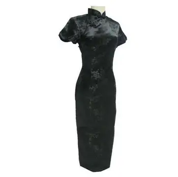 Solid Black Flower Chinese Style Women Long Qipao Sexy Split Slim Dress Summer Satin Handmade Button Cheongsam Size S-6XL
Solid Black Flower Chinese Style Women Long Qipao Sexy Split Slim Dress Summer Satin Handmade Button Cheongsam Size S-6XL