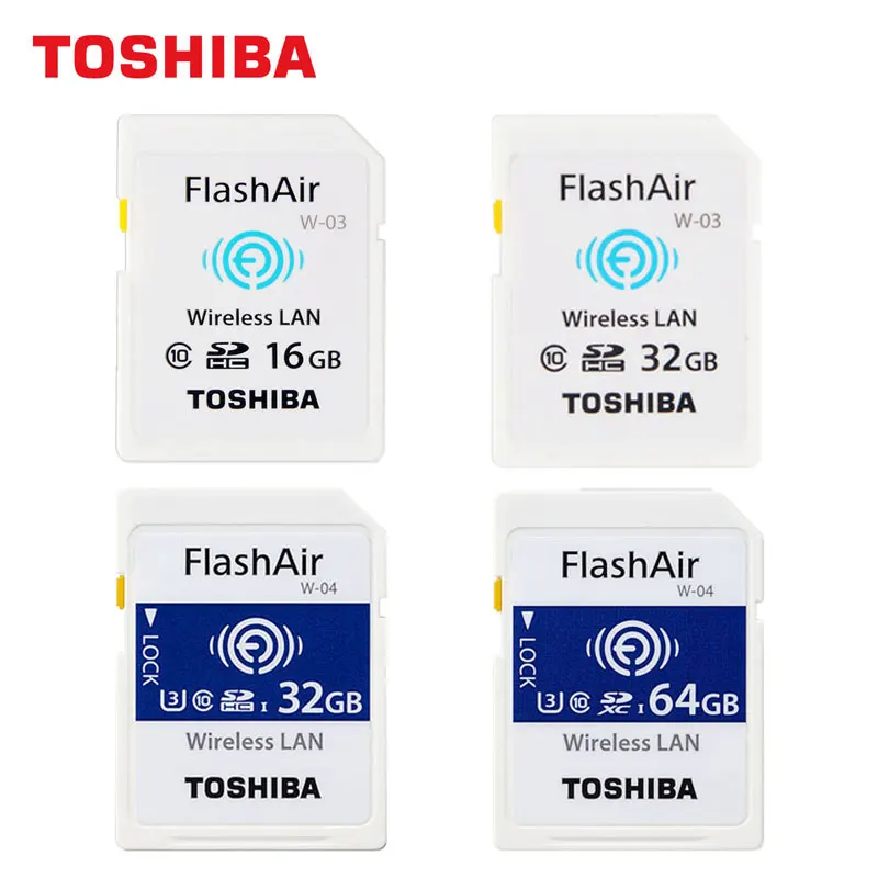 

TOSHIBA WIFI SD Card 16GB 32GB SDHC FlashAir 64GB SDXC UHS-I U3 Class10 W-04 Wireless Lan Memory Card 4K Shooting For SLR Camera