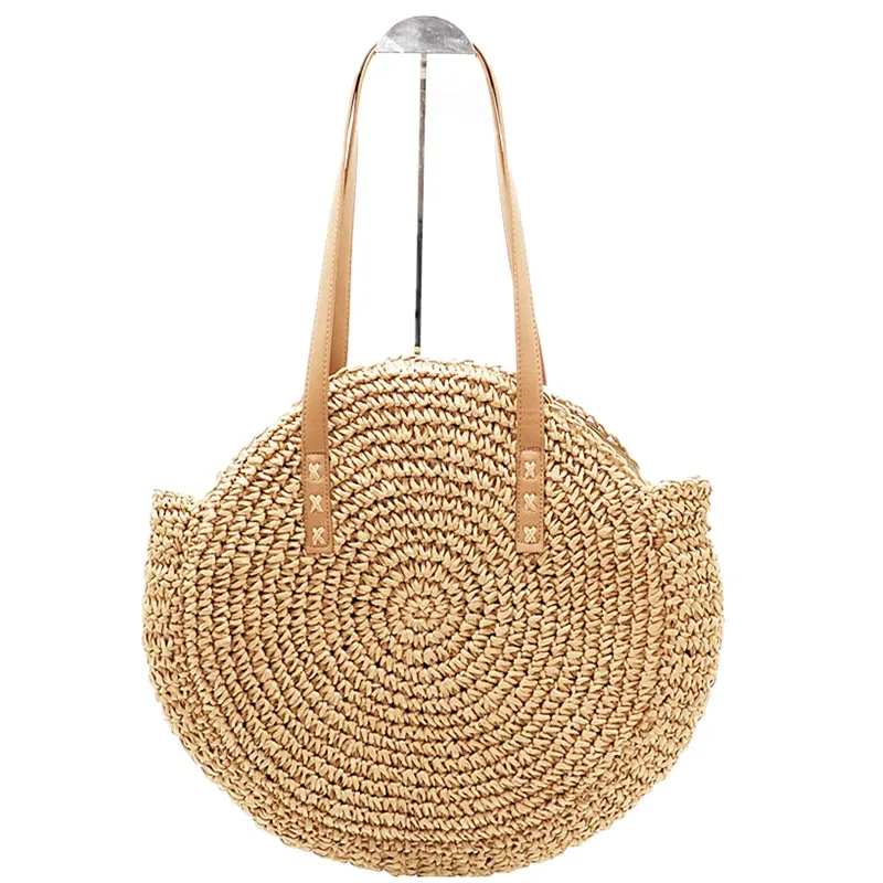 Fashion Women Straw Bag Round Portable Ladies Natural Large Handbag Manual Woven Straw Shoulder Bag Bohemia Holiday Beach Bag
Fashion Women Straw Bag Round Portable Ladies Natural Large Handbag Manual Woven Straw Shoulder Bag Bohemia Holiday Beach Bag