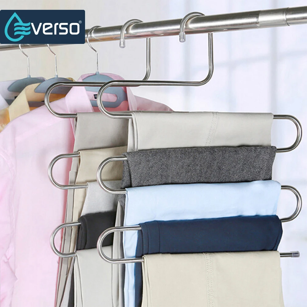 EVERSO Stainless Steel S-type Multi-Purpose Bathroom Towel Rack Sturdy Closet Pants Hangers Space Saver Storage Rack
EVERSO Stainless Steel S-type Multi-Purpose Bathroom Towel Rack Sturdy Closet Pants Hangers Space Saver Storage Rack