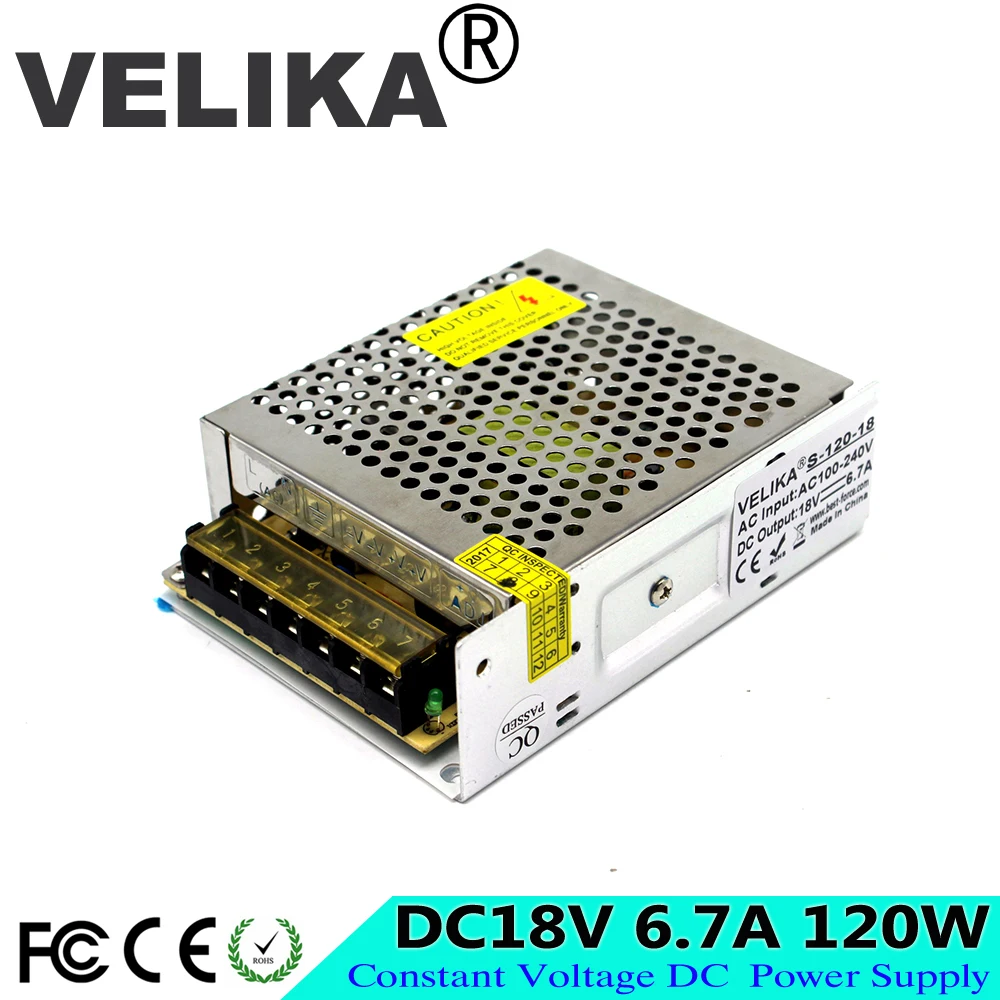 Dc Power Supply 18V 6.7A 120W Voltage Lighting Transformer Switch Power adapter AC to DC for Led Strip Control Switch Display
Dc Power Supply 18V 6.7A 120W Voltage Lighting Transformer Switch Power adapter AC to DC for Led Strip Control Switch Display