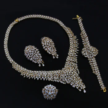 Luxury 4pcs jewelry set for party Necklace+Earrings+Bracelet+Resizable Ring CZ crystal White/ Gold color very large jewelry sets
Luxury 4pcs jewelry set for party Necklace+Earrings+Bracelet+Resizable Ring CZ crystal White/ Gold color very large jewelry sets
