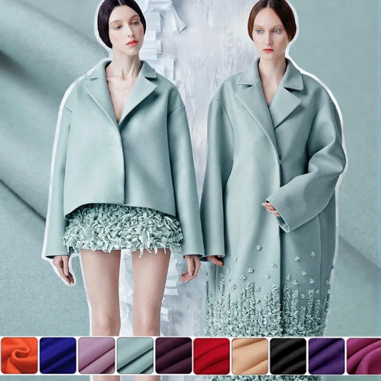 

150CM Wide 840G/M Weight Double Faced Tea Green 30% cashmere & 70% wool Autumn and Winter Overcoat Jacket Fabric E230