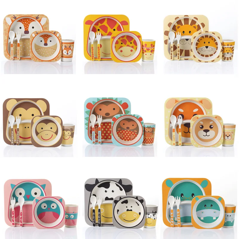 Lekoch 5pcs/set animal zoo baby Plate bow cup Forks Dinnerware feeding Set 100% bamboo fiber Baby children tableware set
Lekoch 5pcs/set animal zoo baby Plate bow cup Forks Dinnerware feeding Set 100% bamboo fiber Baby children tableware set