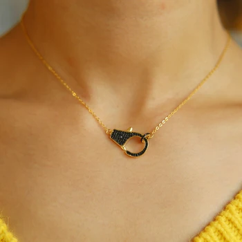 925 sterling silver jewelry lover handcuff pendant Gold color pave black cubic zirconia CZ unique adorable women silver necklace
925 sterling silver jewelry lover handcuff pendant Gold color pave black cubic zirconia CZ unique adorable women silver necklace