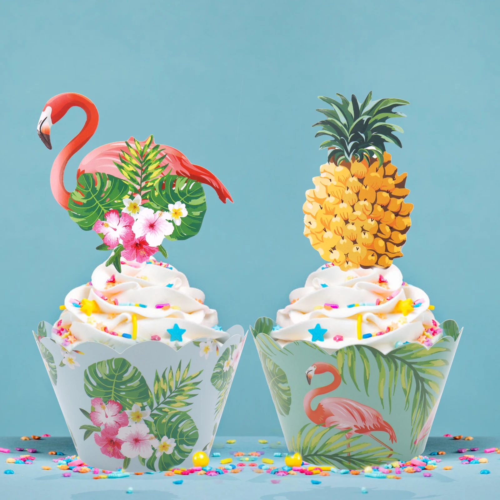 6pcs pineapple cupcake pick cake topper birthday party baby shower decor ^P