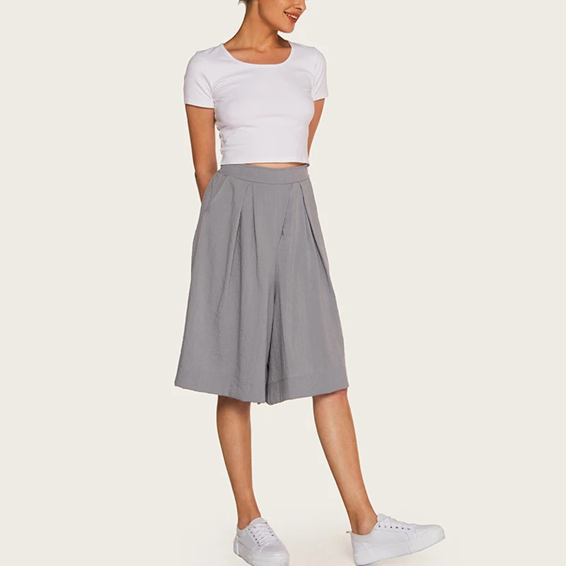 AcFirst New Summer Women Fashion Gray Black Long Loose Pants Wide Leg Pants High Waist Knee Length Female Pants Pleated Plus
AcFirst New Summer Women Fashion Gray Black Long Loose Pants Wide Leg Pants High Waist Knee Length Female Pants Pleated Plus