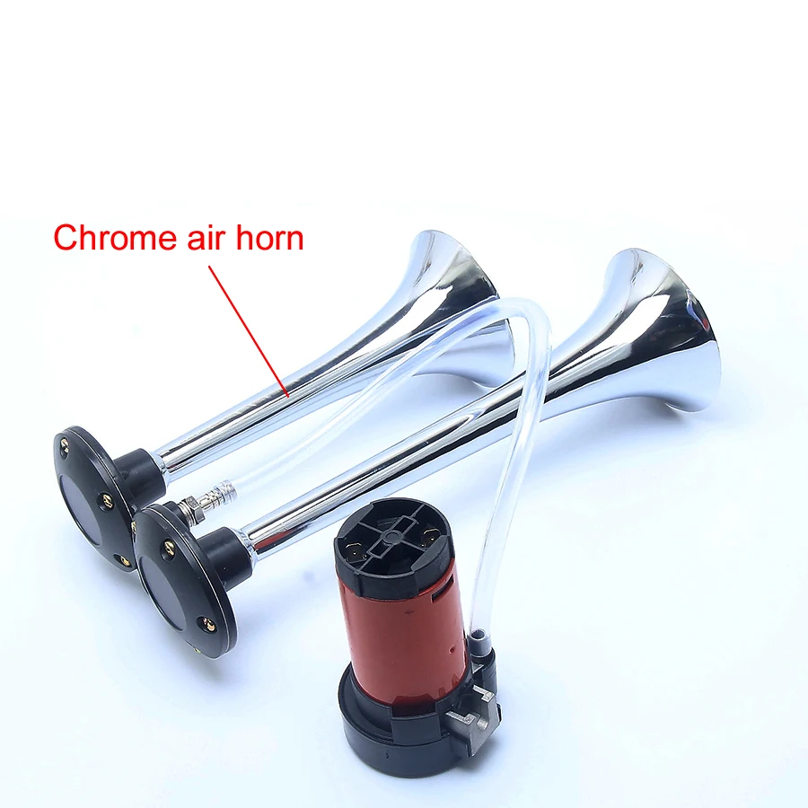 24 V Universal f/ür Zug Lkw Lkw Dual Trompete Elektrische Horn Laute Chrome Air Horn Lautsprecher Kit 150dB 12 V