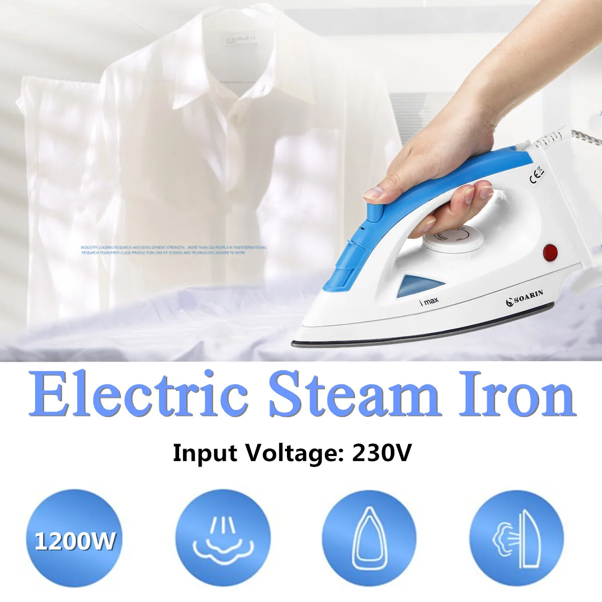 SR-808 230V 1200W EU Electric Steam Iron Large Stainless Steel Non-stick Soleplate Glides Anti-drip System Portable Anti-calcium
SR-808 230V 1200W EU Electric Steam Iron Large Stainless Steel Non-stick Soleplate Glides Anti-drip System Portable Anti-calcium