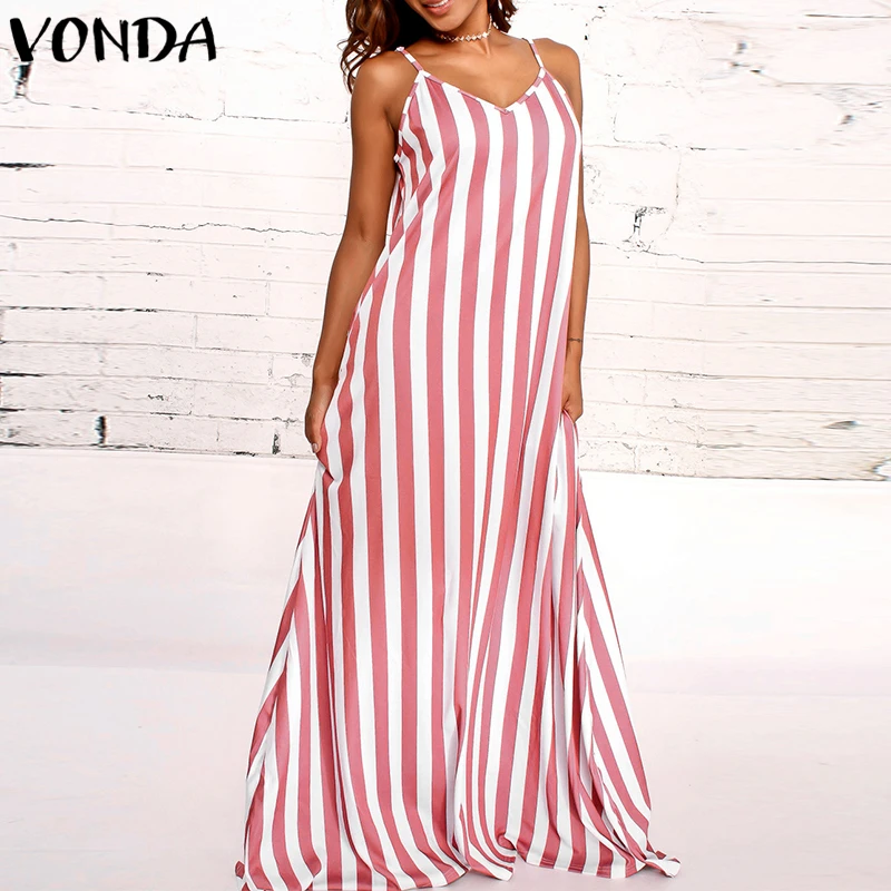 VONDA Women Striped Maxi Long Dresses 2019 Summer Bohemian Casual Loose Sexy V Neck Sleeveless Floor-length Vestidos Plus Size
VONDA Women Striped Maxi Long Dresses 2019 Summer Bohemian Casual Loose Sexy V Neck Sleeveless Floor-length Vestidos Plus Size