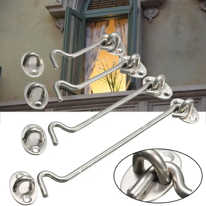 Galvanised Steel Cabin Hook /& Eye Latch Lock Shed-Gate Door Catch Silent Holder 10cm