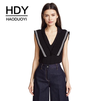 HDY Haoduoyi Summer Tops For Women 2018 T Shirt V Neck Top Black Tank Vintage Weave Ruffle Color Block Womens Clothing
HDY Haoduoyi Summer Tops For Women 2018 T Shirt V Neck Top Black Tank Vintage Weave Ruffle Color Block Womens Clothing