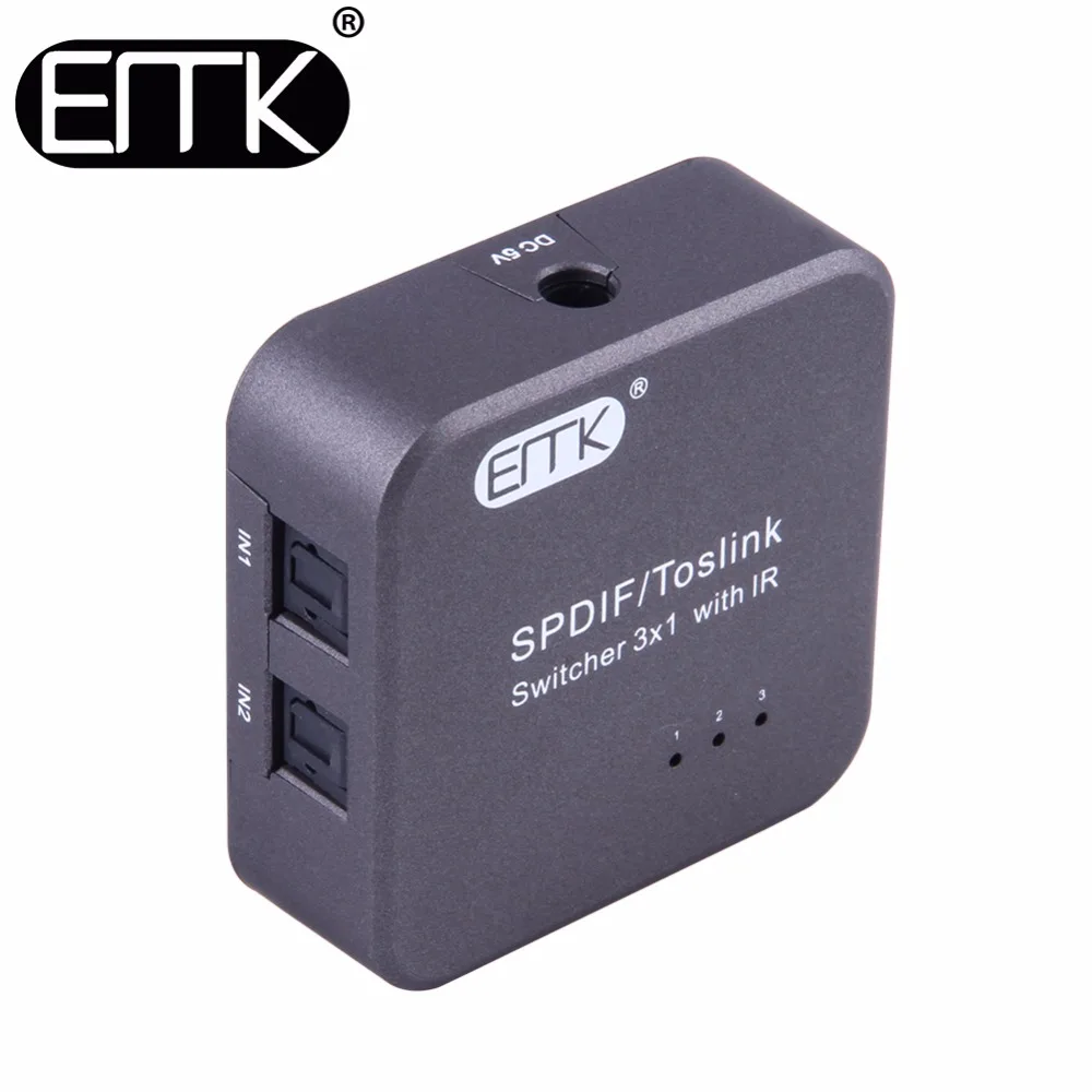 Цифровой оптический аудиокабель EMK SPDIF Toslink переключатель 3x1 с ИК пультом