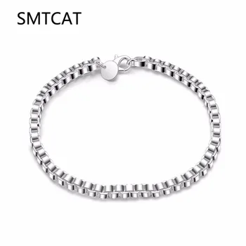 SMTCAT Men's Jewelry 4mm Wide 19CM Length Bracelet 925 pure Sterling Silver Charm Box Chain Bracelet & Bangle Armband es Plata
SMTCAT Men's Jewelry 4mm Wide 19CM Length Bracelet 925 pure Sterling Silver Charm Box Chain Bracelet & Bangle Armband es Plata