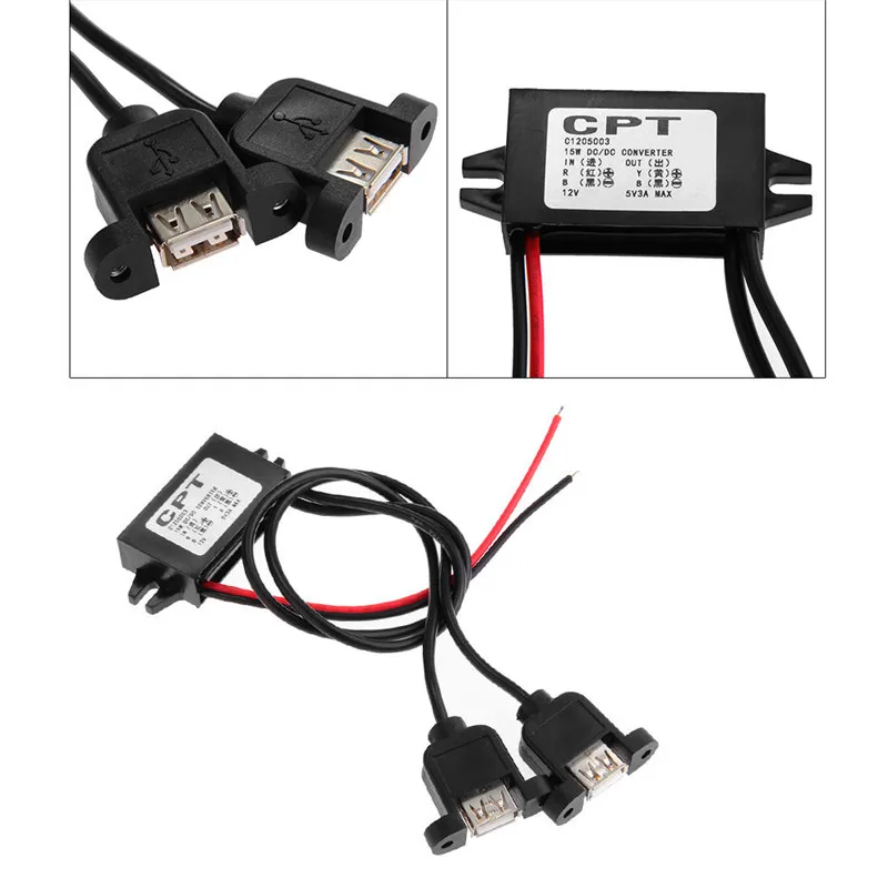 Dual 2 USB DC-DC 12V to 5V Max 3A Car Power Converter Module Cable Female Port Waterproof Step Down Converter
Dual 2 USB DC-DC 12V to 5V Max 3A Car Power Converter Module Cable Female Port Waterproof Step Down Converter