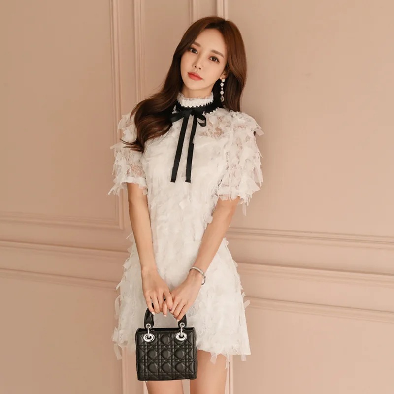 White Mesh Patchwork Mini Wrap Dress for Ladies Short Sleeve Solid Elegant Dresses Women with Bow Vestidos Verano 2019 Summer
White Mesh Patchwork Mini Wrap Dress for Ladies Short Sleeve Solid Elegant Dresses Women with Bow Vestidos Verano 2019 Summer