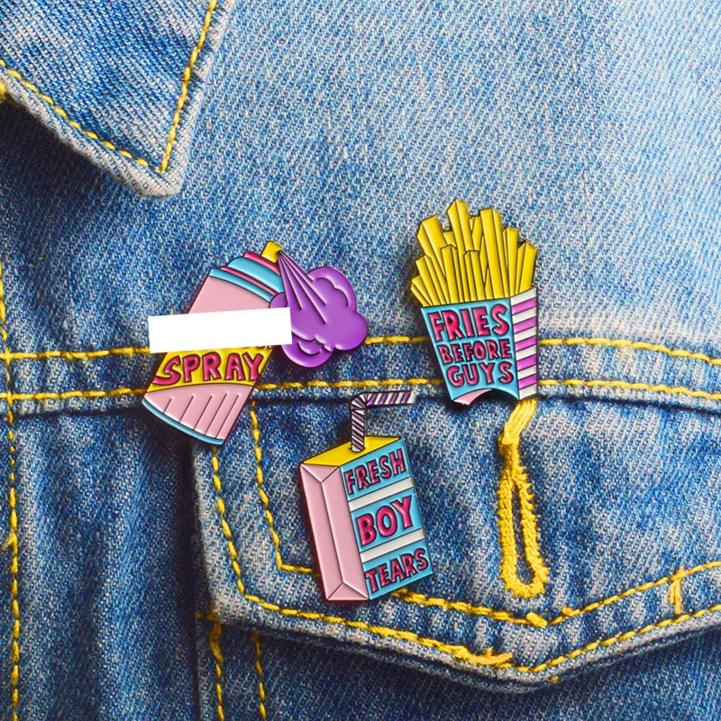 3pcs/set Cartoon Milk cartons spray fries Enamel pins Badge Pink purple icons Denim Jacket Jewelry Brooches Gifts for Women
3pcs/set Cartoon Milk cartons spray fries Enamel pins Badge Pink purple icons Denim Jacket Jewelry Brooches Gifts for Women
