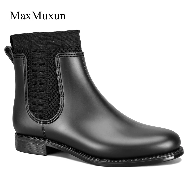 MaxMuxun/непромокаемые ботинки ботильоны непромокаемые женские Челси с эластичным
