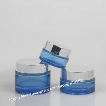 50G jars Blue transparent cream jar with Silver lid cosmetic container Empty cream jar Cosmetic Jars glass bottle
50G jars Blue transparent cream jar with Silver lid cosmetic container Empty cream jar Cosmetic Jars glass bottle