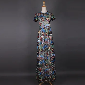 2017 High Quality Fashion Newest Spring And Summer Luxury Ink Painting Flowers Embroidery Elegant O-Neck Floor-Length Dress
2017 High Quality Fashion Newest Spring And Summer Luxury Ink Painting Flowers Embroidery Elegant O-Neck Floor-Length Dress