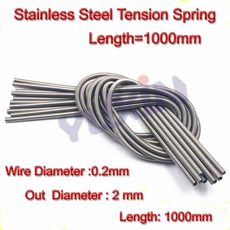 2Pcs 0.2*2*1000mm Stainless Steel Super Long Tension Spring Extension Spring Wire Diameter 0.2mm Out Diameter 2mm Length1000mm
2Pcs 0.2*2*1000mm Stainless Steel Super Long Tension Spring Extension Spring Wire Diameter 0.2mm Out Diameter 2mm Length1000mm