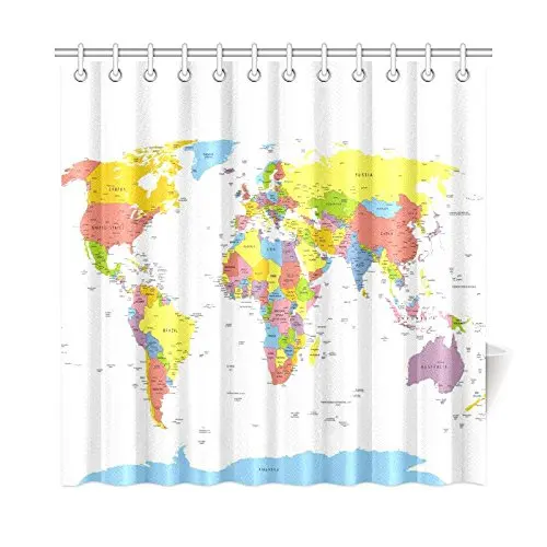 Aplysia World Map with Countries Country and City Names Polyester Fabric Bathroom Shower Curtains
Aplysia World Map with Countries Country and City Names Polyester Fabric Bathroom Shower Curtains