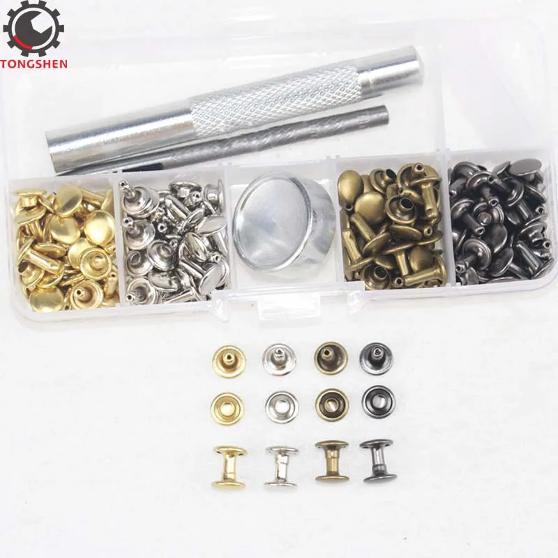 100Set 8mm Round Double Cap Rivet Stud Collision Nail Metal Spike Rock Leather Rivets with Fixing Tool Kit for Leather Repair
100Set 8mm Round Double Cap Rivet Stud Collision Nail Metal Spike Rock Leather Rivets with Fixing Tool Kit for Leather Repair