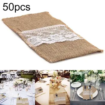 50Pcs Hessian Burlap Lace Knives Forks Cutlery Pouch Bag Wedding Party Decor New Arrial
50Pcs Hessian Burlap Lace Knives Forks Cutlery Pouch Bag Wedding Party Decor New Arrial