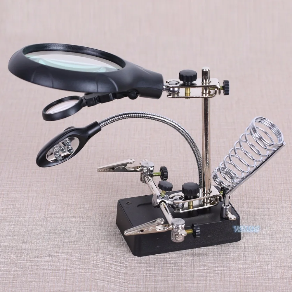 2.5X 7.5X 10X Magnifying LED Glass Light Third Hand Auxiliary Clamp Alligator Clip welding Soldering Stand Desktop Magnifier
2.5X 7.5X 10X Magnifying LED Glass Light Third Hand Auxiliary Clamp Alligator Clip welding Soldering Stand Desktop Magnifier