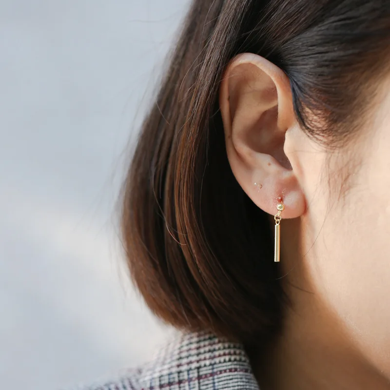 Thin 2mm 100% Authentic 925 Sterling silver polished round bead & Straight Lucky Rounded Bar Dangle Earrings Fine jEWELRY E73 
Thin 2mm 100% Authentic 925 Sterling silver polished round bead & Straight Lucky Rounded Bar Dangle Earrings Fine jEWELRY E73