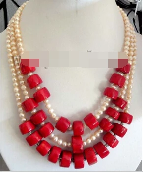 huij 002140 3-row pink cultured pearls red coral necklace
huij 002140 3-row pink cultured pearls red coral necklace