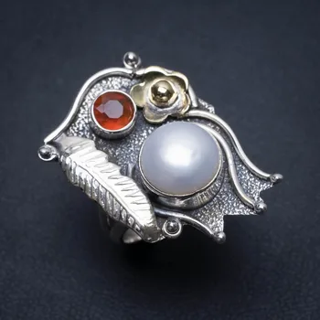 Natural Two Tones River Pearl and Garnet Mexican 925 Sterling Silver Ring, US Size 6 S2496
Natural Two Tones River Pearl and Garnet Mexican 925 Sterling Silver Ring, US Size 6 S2496