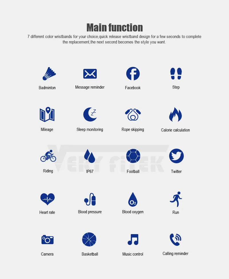 VERY FiTEK Vmax Sport Smart Watch Blood Pressure Oxygen Heart Rate Monitor Customize Watch Dial IP67 Men Women Kids Smartwatch (2)