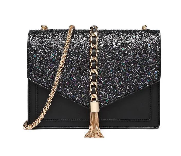 Fashion Women Handbag PU Leather Women Messenger Bags Sequin tassel Female Shoulder Bags Ladies Party Handbags 2019 black bag
Fashion Women Handbag PU Leather Women Messenger Bags Sequin tassel Female Shoulder Bags Ladies Party Handbags 2019 black bag