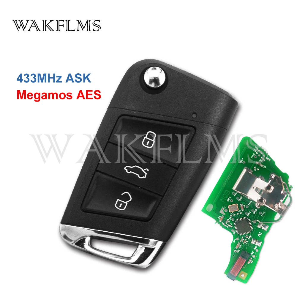 3 Button Flip Remote Car Key 433Mhz For Volkswagen Golf Mk7 VII Skoda Octavia (MQB) with Megamos AES ID88 Chip Without Keyless
3 Button Flip Remote Car Key 433Mhz For Volkswagen Golf Mk7 VII Skoda Octavia (MQB) with Megamos AES ID88 Chip Without Keyless
